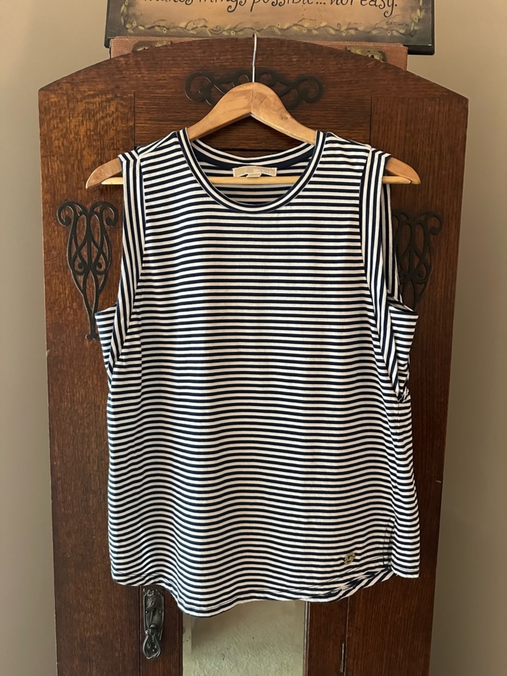 Michael Kors Sleeveless Navy and White Striped Tank Top- Size L Nautical Boat